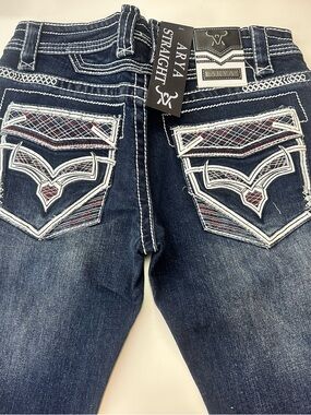 ARYA Straight Jeans Men’s W32 L32 Dark Blue Distressed Designer Denim